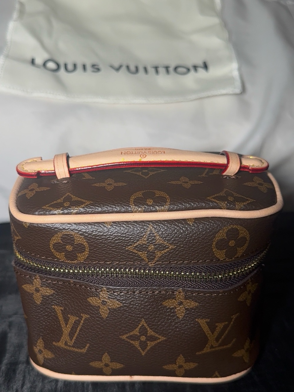Louis Vuitton Brown Monogram Top-Handle Cosmetic Case with Vachetta Trim
